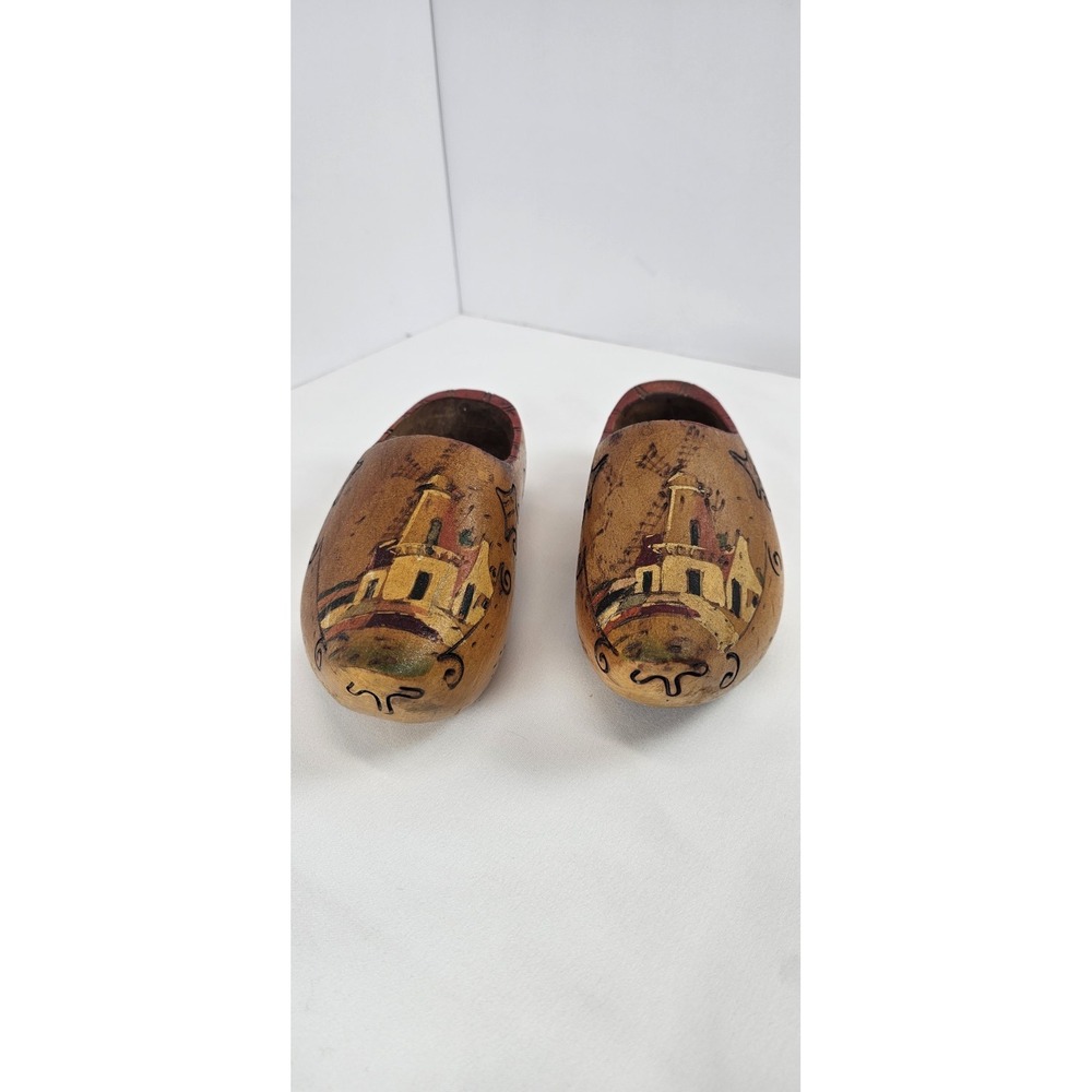 Vintage Hand Painted‎ Dutch Wooden Clogs Shoes Holland Souvenir 7" Wall Decor